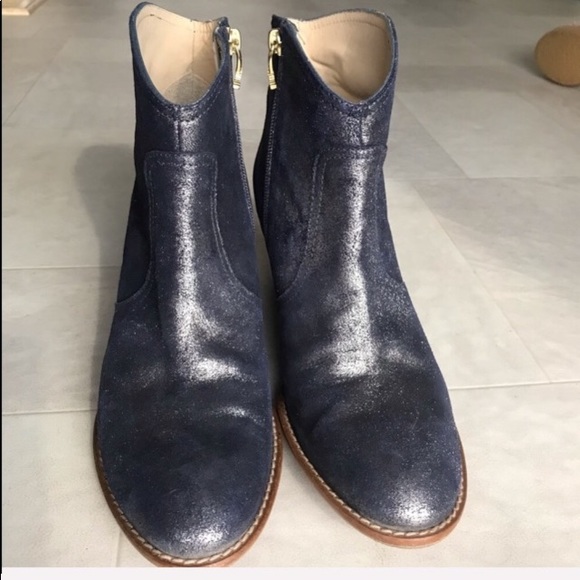 Blue Gray Sparkle Maison Auguste ankle booties 10 - Picture 6 of 8